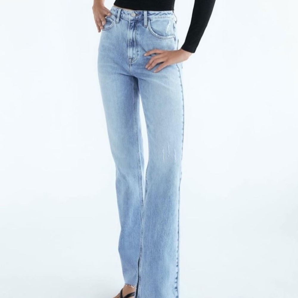 Zara High Rise stretchy jeans with slit